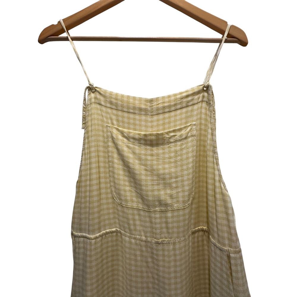 RVCA Women’s Yellow Gingham WideLeg Overalls Size M Cottagecore Picnic Coastal - Picture 5 of 13
